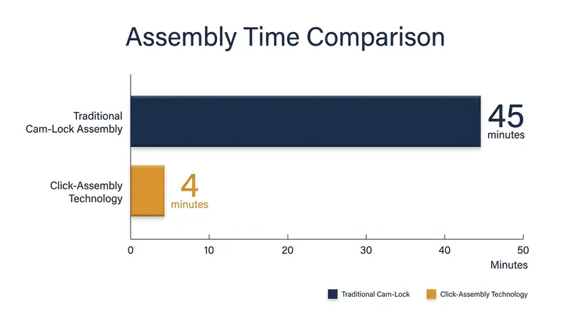 Click-assembly systems can reduce furniture build times by up to 90 percent.