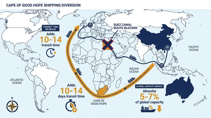 Ongoing Red Sea diversions have effectively removed up to 7 percent of global container capacity.
