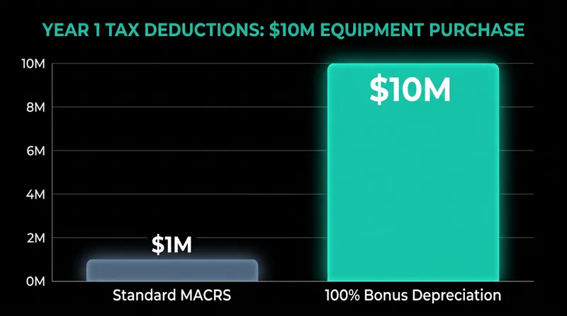 How 100% bonus depreciation front-loads tax savings for capital-intensive businesses.