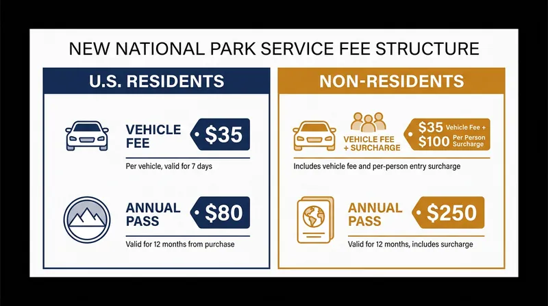 The new tiered pricing system significantly increases the cost of entry for international visitors.