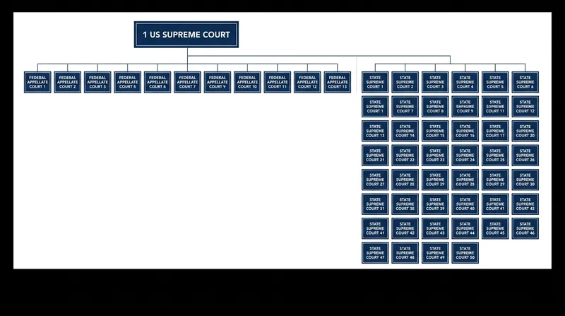 The hierarchy of the American judicial system.