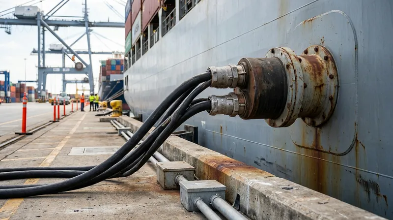Shore power, or 'cold ironing,' allows ships to shut off their auxiliary diesel engines while docked.