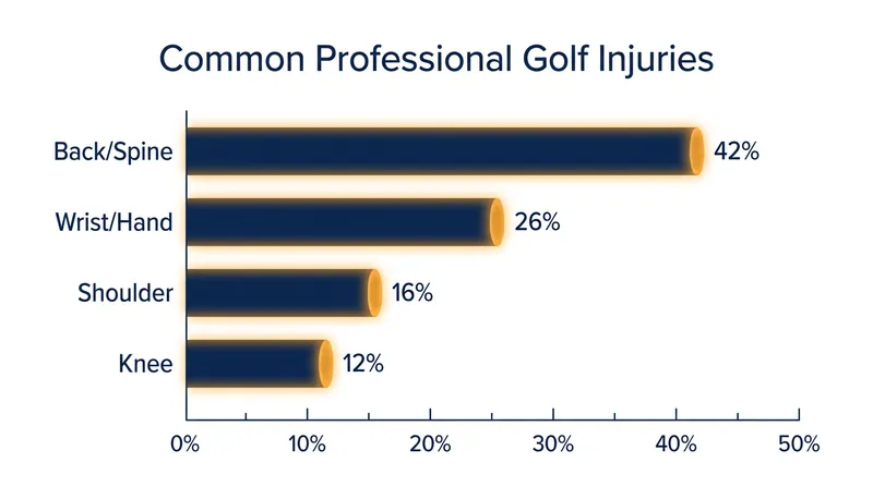 Back and wrist injuries dominate the professional ranks due to the rotational forces of the modern swing.