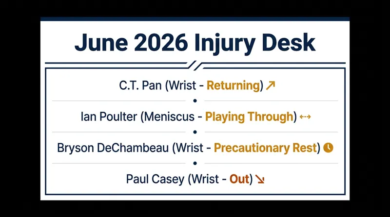 Key injury updates across the global tours for June 2026.