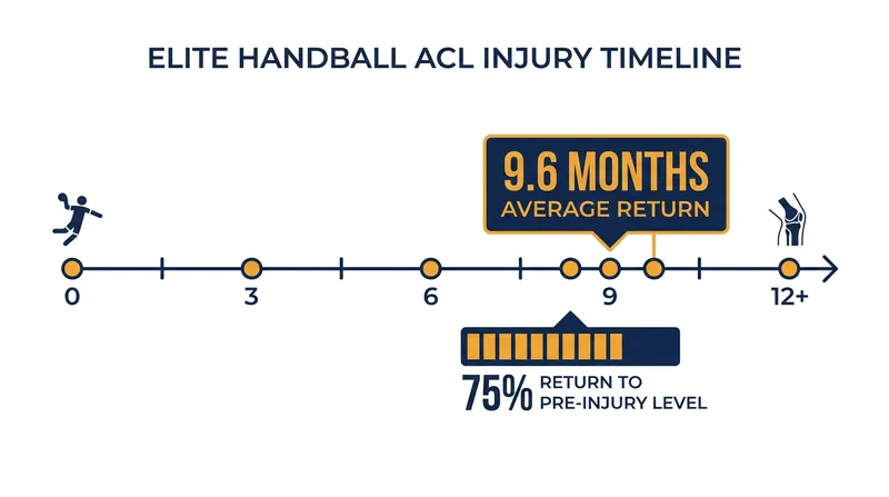 Recent sports medicine data highlights the typical recovery trajectory for elite handball players following ACL reconstruction.