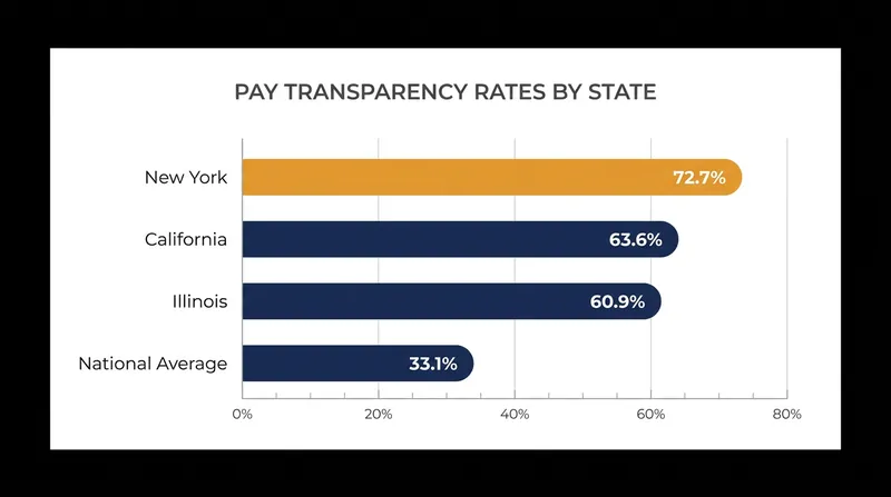 New York leads the nation in pay transparency, with nearly three-quarters of job postings including salary data.
