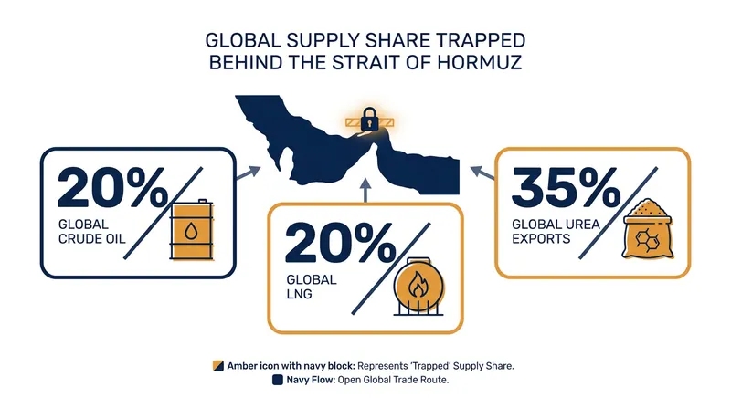 The Strait of Hormuz acts as a chokepoint for multiple critical commodities, not just crude oil.