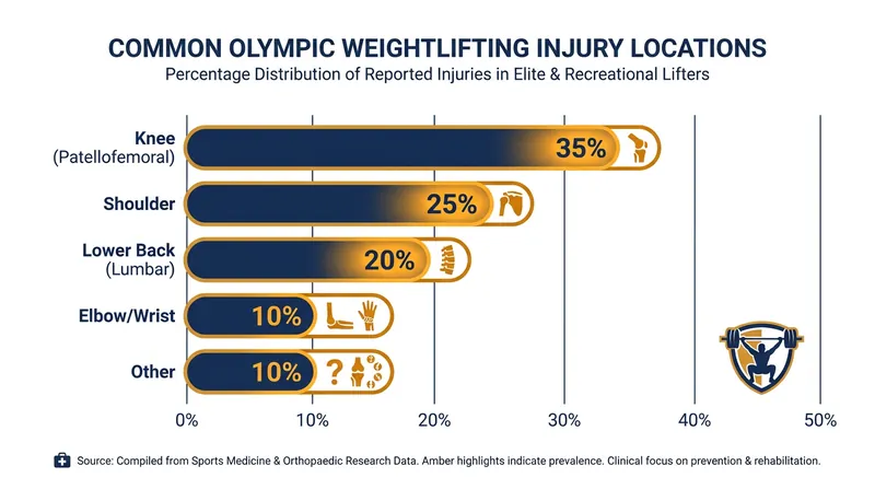 The explosive nature of the snatch and the clean and jerk places immense kinetic stress on the knees and shoulders.