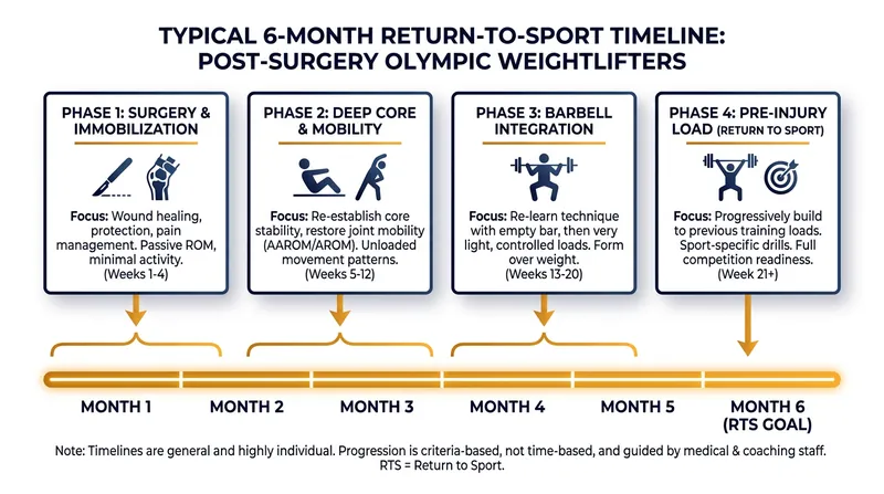 Returning to pre-injury strength after a major joint trauma typically requires three to six months of specialized rehabilitation.
