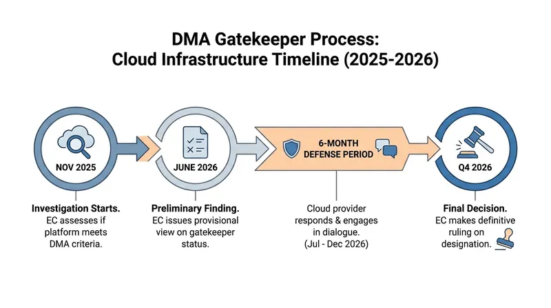 The regulatory timeline for the European Commission's cloud infrastructure investigation.