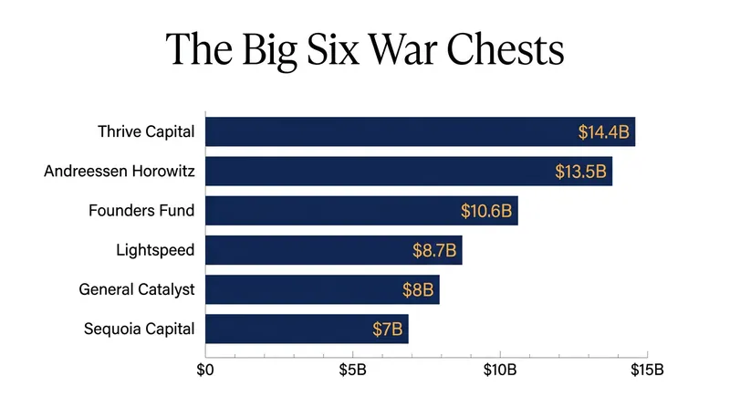 Six firms have secured more capital commitments over the past two years than the rest of the U.S. venture market combined.
