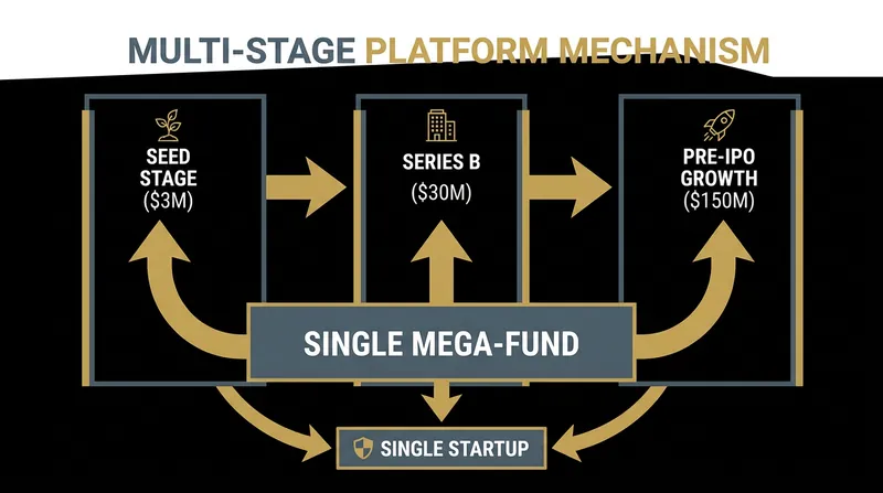 Mega-funds now offer a cradle-to-IPO pipeline, allowing founders to raise multiple rounds from a single capital partner.