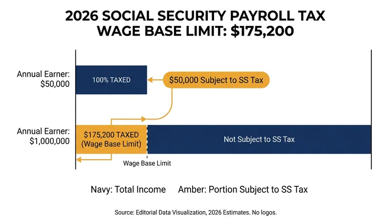 Under current law, any earnings above $175,200 are exempt from the Social Security payroll tax.