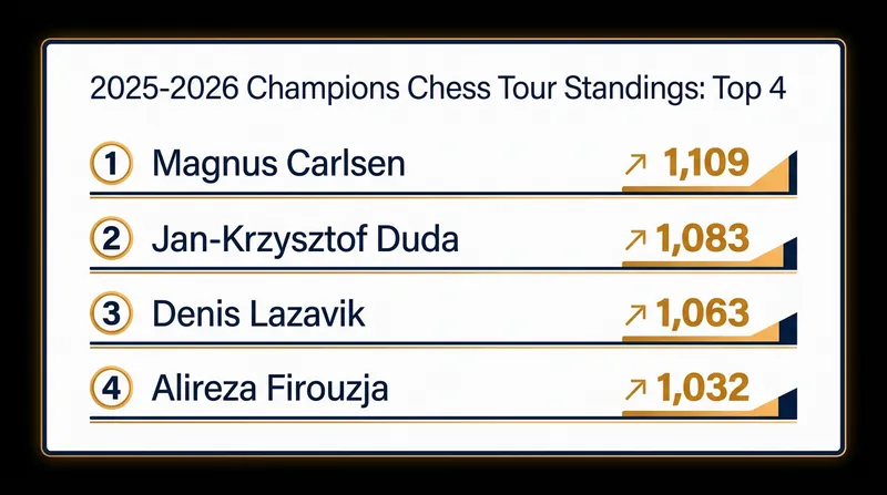 Final Champions Chess Tour Points Standings (Top 4)