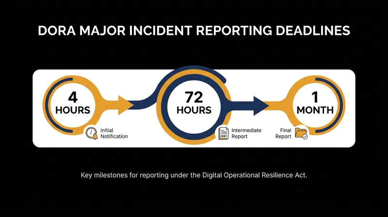 The strict three-stage reporting cadence required for major ICT incidents under DORA.