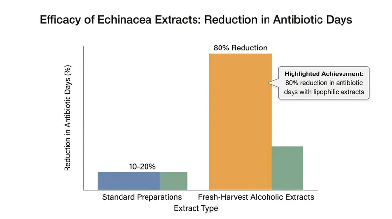 Freshly harvested lipophilic extracts showed significantly higher efficacy than dried or hydrophilic preparations.