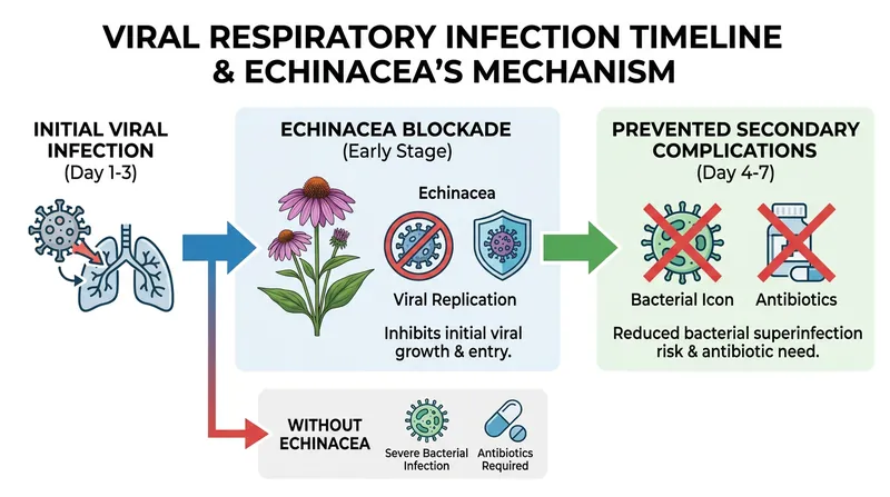 Echinacea works upstream, stopping viral infections before they trigger bacterial complications.