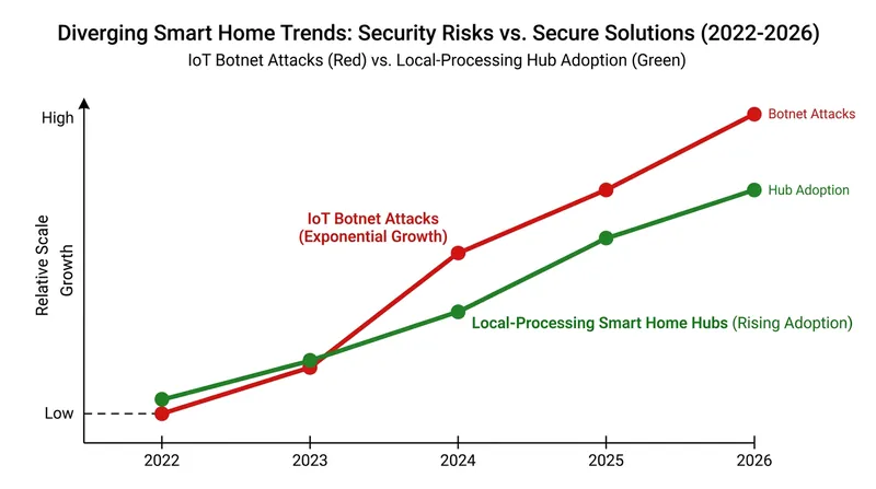 As IoT botnet attacks reach record highs, the industry is rapidly pivoting to local-processing hubs to mitigate the threat.
