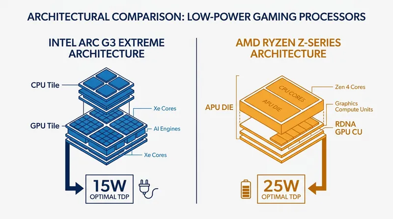 Architectural differences dictate where each processor finds its efficiency sweet spot.