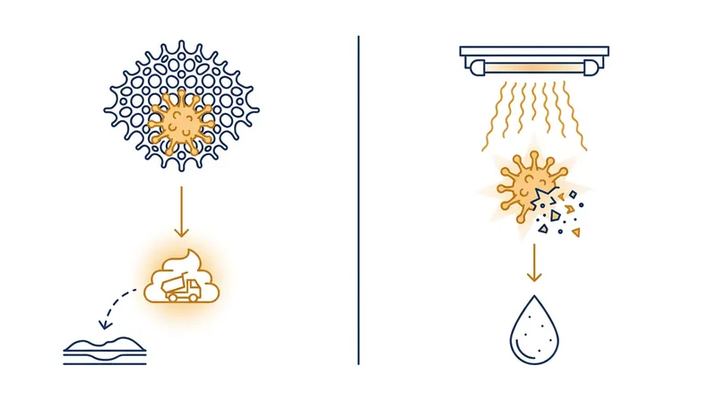Unlike traditional filtration which merely relocates PFAS, UV-generated hydrogen radicals permanently destroy the molecules.
