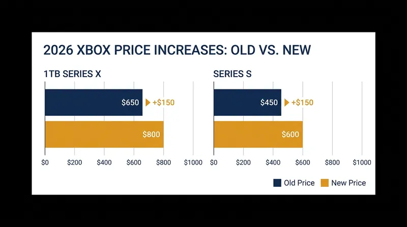 The August 2026 price adjustments push the flagship Xbox Series X to $800.