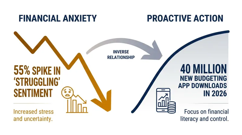 The spike in financial distress has directly correlated with a record surge in the adoption of budgeting applications.
