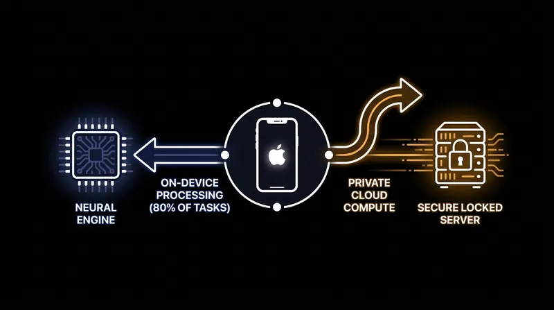 How Apple Intelligence routes requests based on computational complexity.
