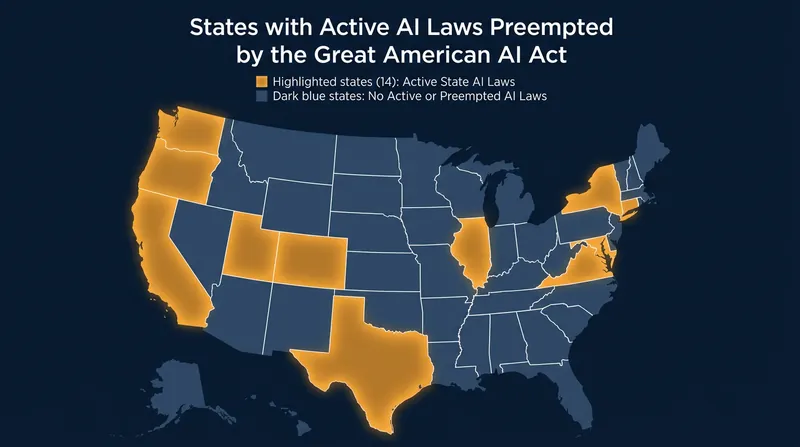 The proposed legislation would immediately freeze active AI regulations in 14 states.