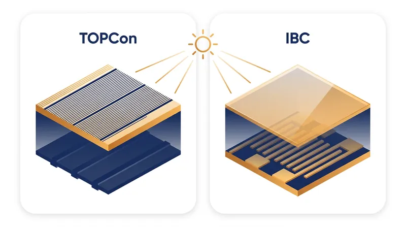 IBC panels move all electrical contacts to the rear, eliminating the front-side shading found on TOPCon cells.