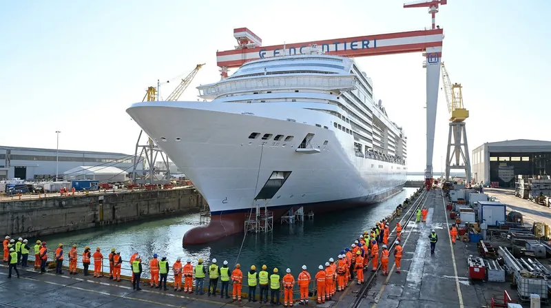 The Viking Libra was floated out of its dry dock at Fincantieri's Ancona shipyard in March 2026.