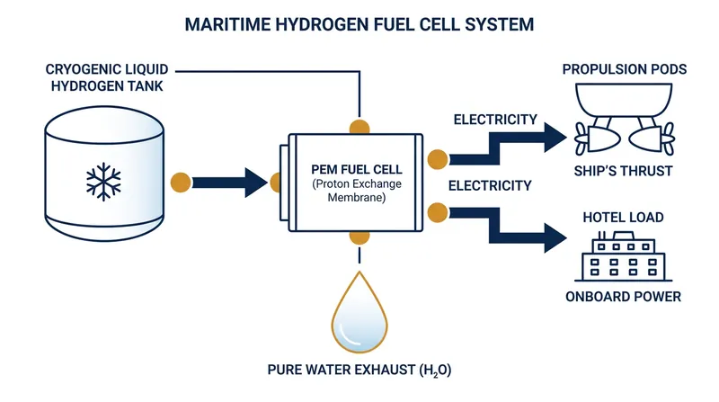 How the Viking Libra's 6-megawatt hydrogen fuel cell system generates zero-emission power.