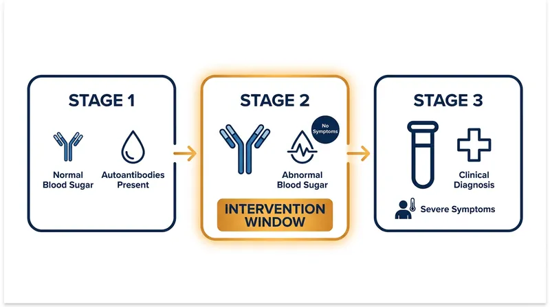 The three stages of Type 1 diabetes progression.