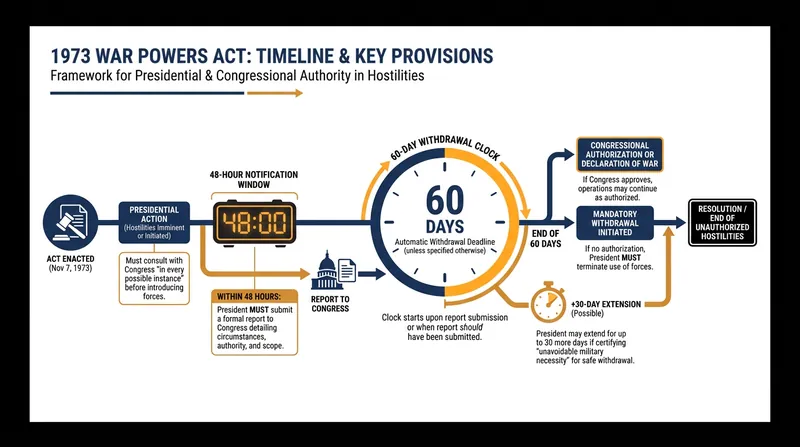 The statutory mechanism of the 1973 War Powers Resolution.