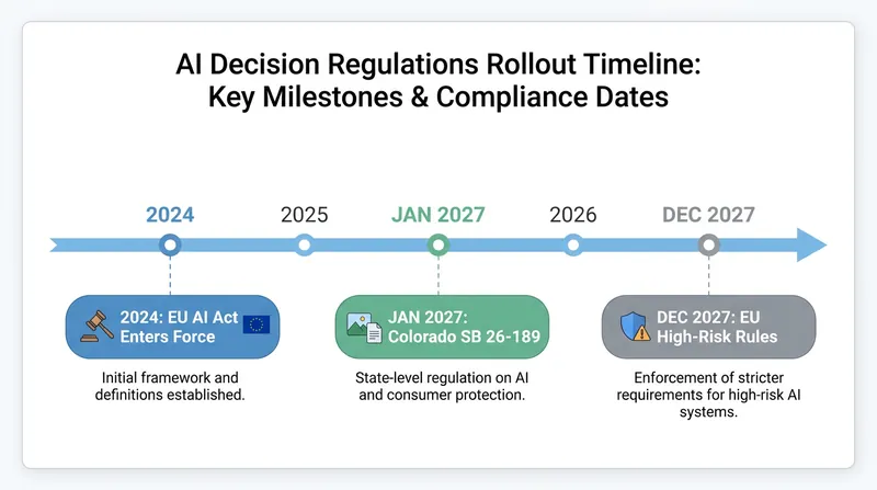 Key regulatory milestones are forcing companies to adapt to decision-based AI governance.