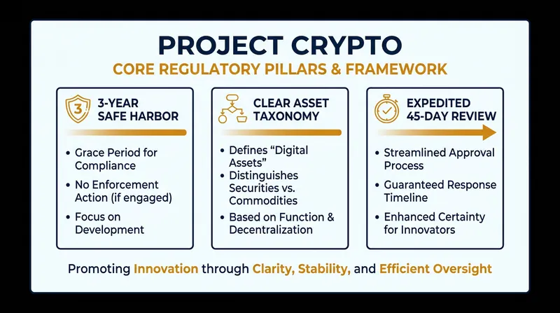 Key components of the SEC's new digital asset regulatory framework.