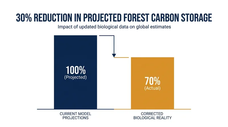 Current climate models overestimate the future carbon storage capacity of forests by up to 30 percent.