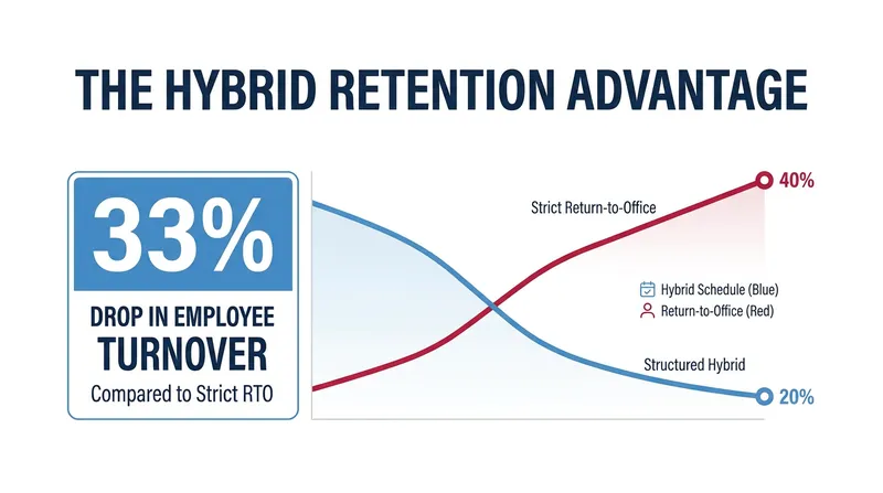 Stanford's gold-standard research demonstrated that hybrid schedules dramatically reduce costly employee turnover.