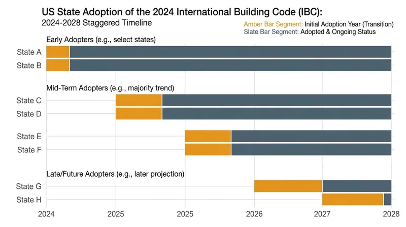 State and municipal governments will adopt the 2024 IBC in staggered waves over the next several years.