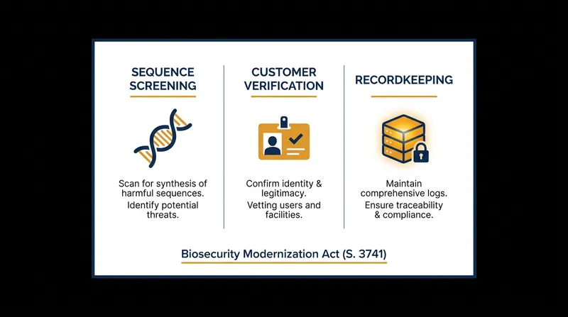 The proposed legislation would mandate three core safeguards across the gene synthesis industry.