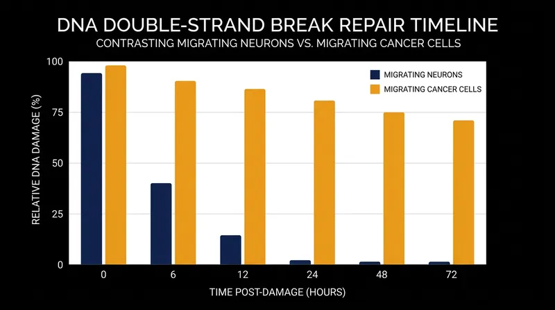 Unlike cancer cells, migrating neurons confine DNA damage to non-critical regions and repair it within 24 hours.