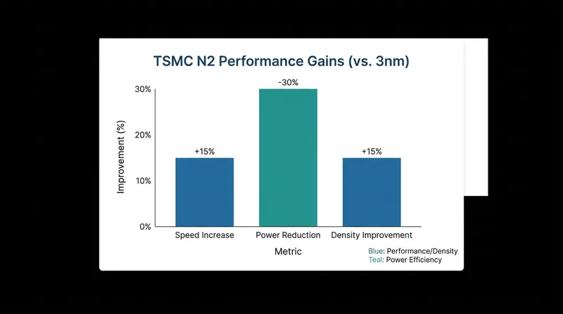 The 2nm node offers significant efficiency gains over the previous 3nm generation.