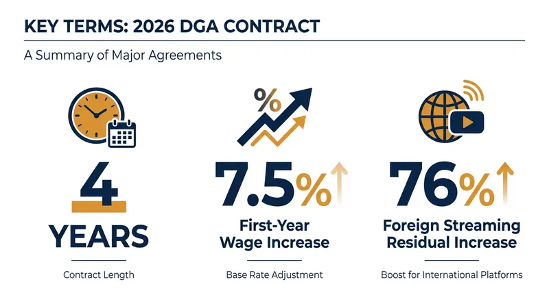 Key financial and structural gains secured in the 2026 DGA tentative agreement.