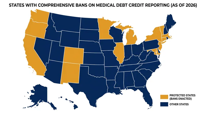 In the absence of a federal ban, 15 states have passed their own laws prohibiting medical debt from appearing on credit reports.
