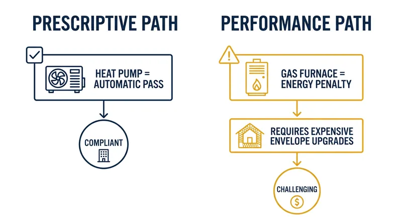 Builders can still legally install gas furnaces, but the required compensatory upgrades make it economically unviable.