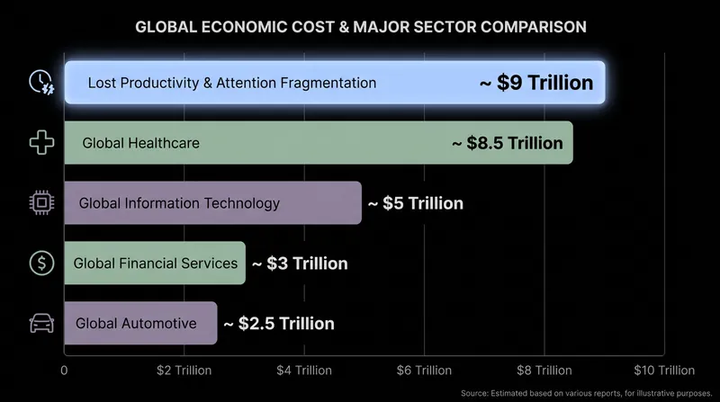 Analysts estimate that widespread disengagement and lost productivity cost the global economy up to 9% of total GDP.