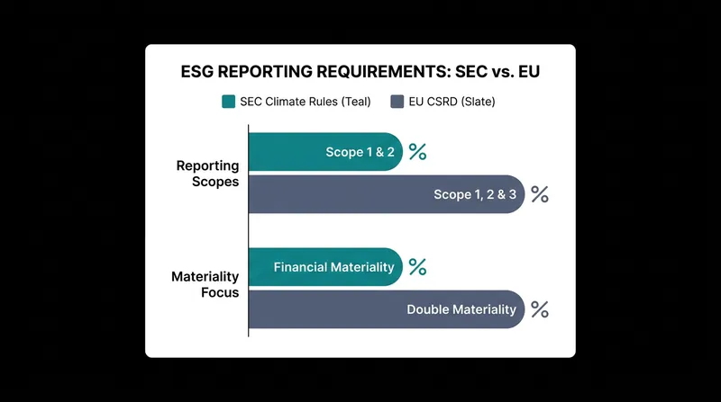 Multinational firms face stark differences between European double materiality standards and narrower US financial materiality rules.
