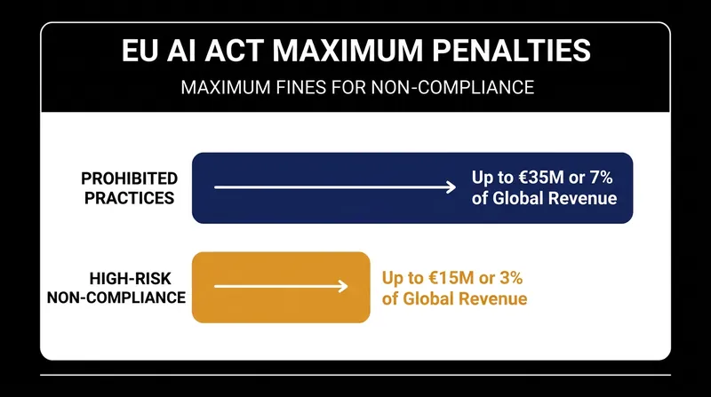 Non-compliance with the EU AI Act carries unprecedented financial penalties, scaling up to 7% of a company's global annual turnover.