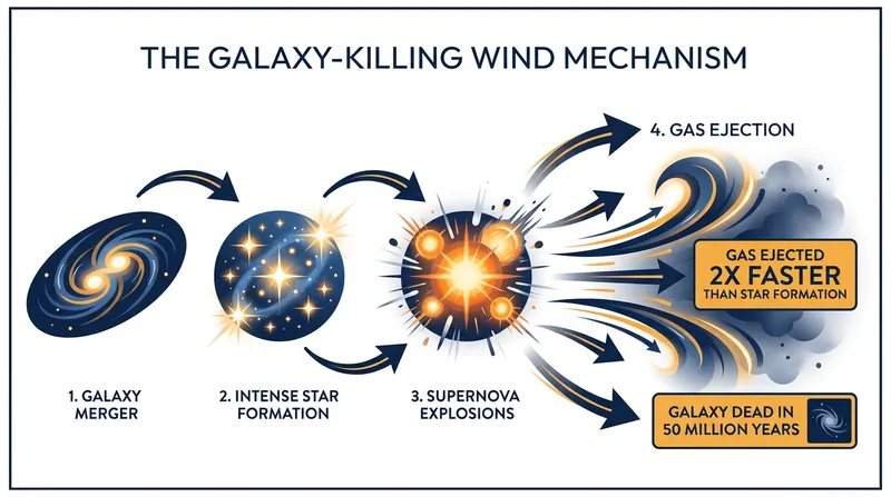 How a galaxy-killing wind shuts down star formation following a cosmic collision.