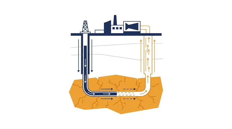 EGS creates artificial reservoirs by injecting water into hot, dry rock, absorbing heat, and returning it to the surface to generate electricity.