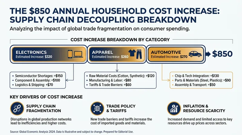 The Peterson Institute estimates supply chain duplication costs the average US household $850 annually.